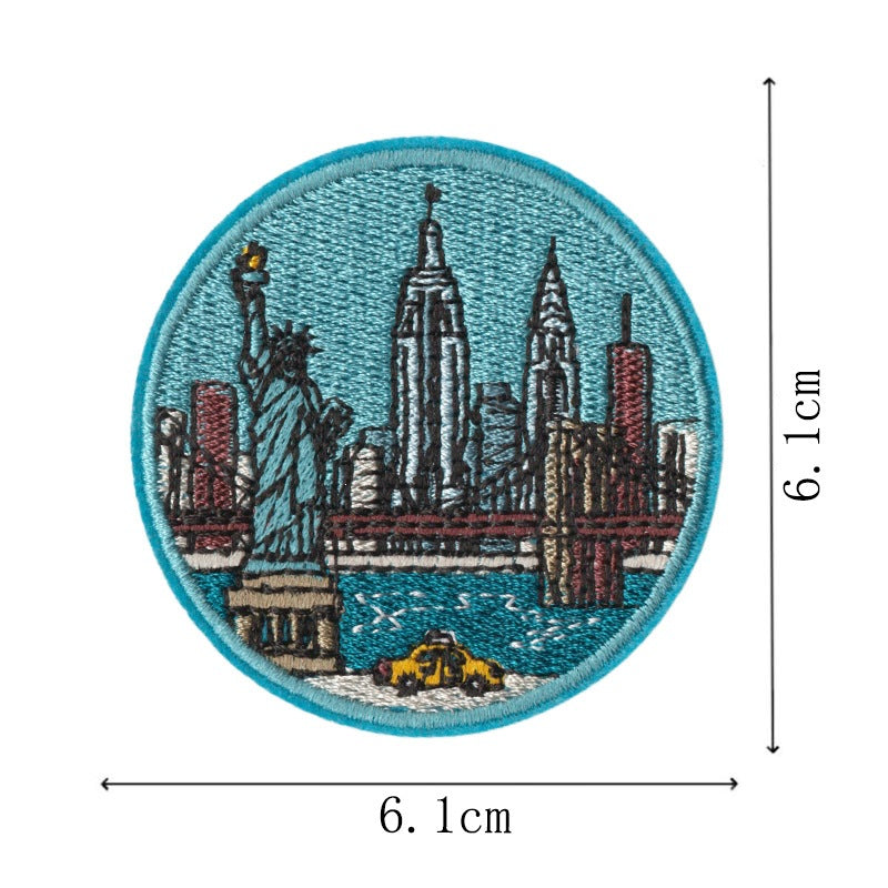 Wholesale World Landmark Embroidered Iron On Patches 9 Pack Commemorative Souvenir Badge Style No Sew DIY Decorative For ets Craft Accessory