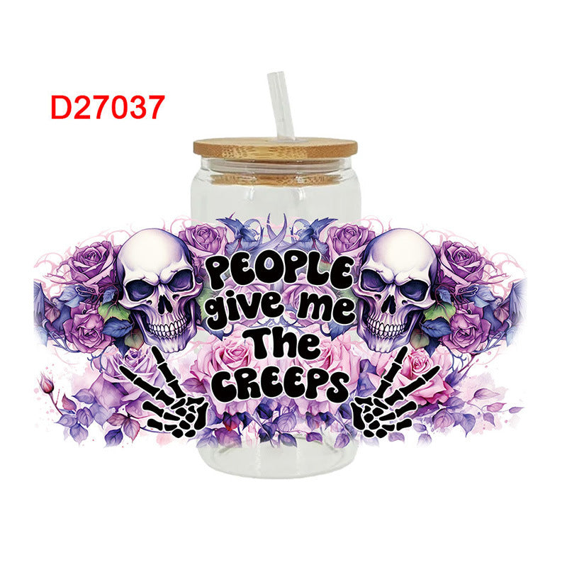 Wholesale Pumpkin Ghost Skeleton Halloween 16oz Cup UV DTF Wraps