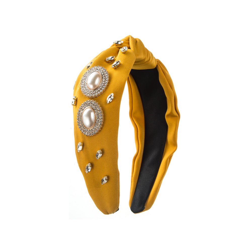 Wholesale Pearl Rhinestone Knotted Pressed Hair Hoop