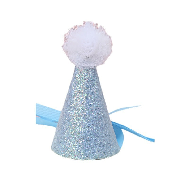 Wholesale Cute Glitter Birthday Hat Kidsren' s Birthday Party Hair Crown Headdress Rainbow Triangle Hat