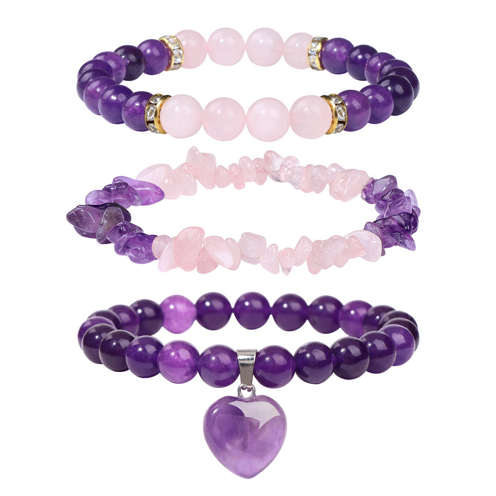 Amethyst natural de amatista al por mayor Amethyst Bead Bead Love Pending Combination Bracelet