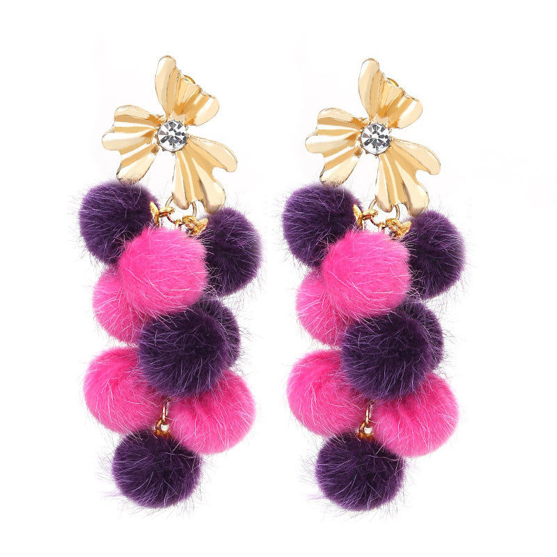 Wholesale Plush Long Tassel Earrings