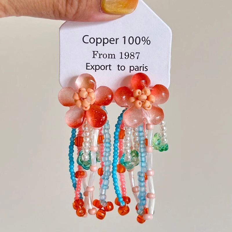 Wholesale Dopamine colorful beaded earrings