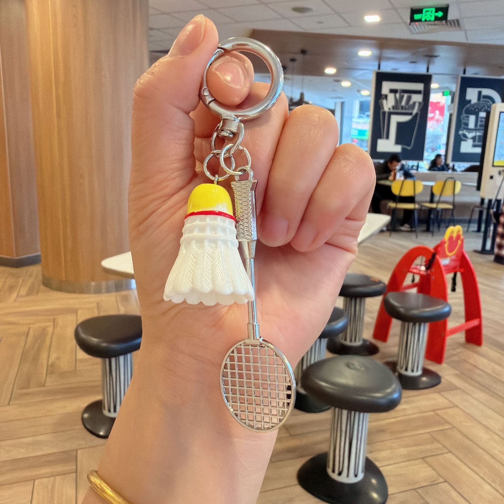 Wholesale Green Acrylic Badminton Racket Keychain Sports Fan Bag Charm Decorative Gift For Girls