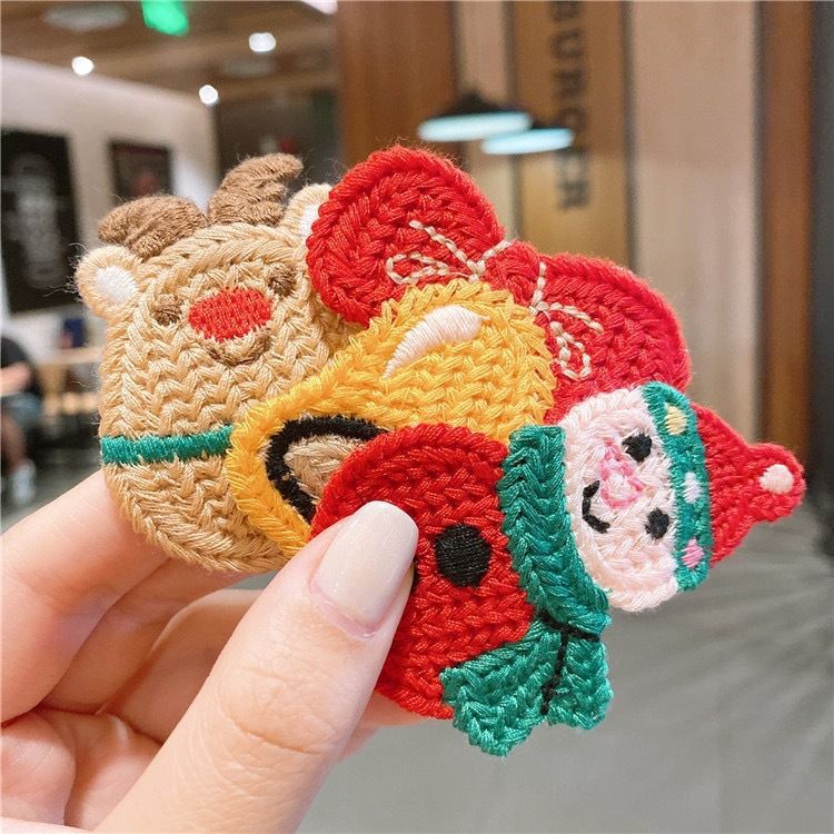 Wholesale Christmas Woolen Knitted Hair Clips