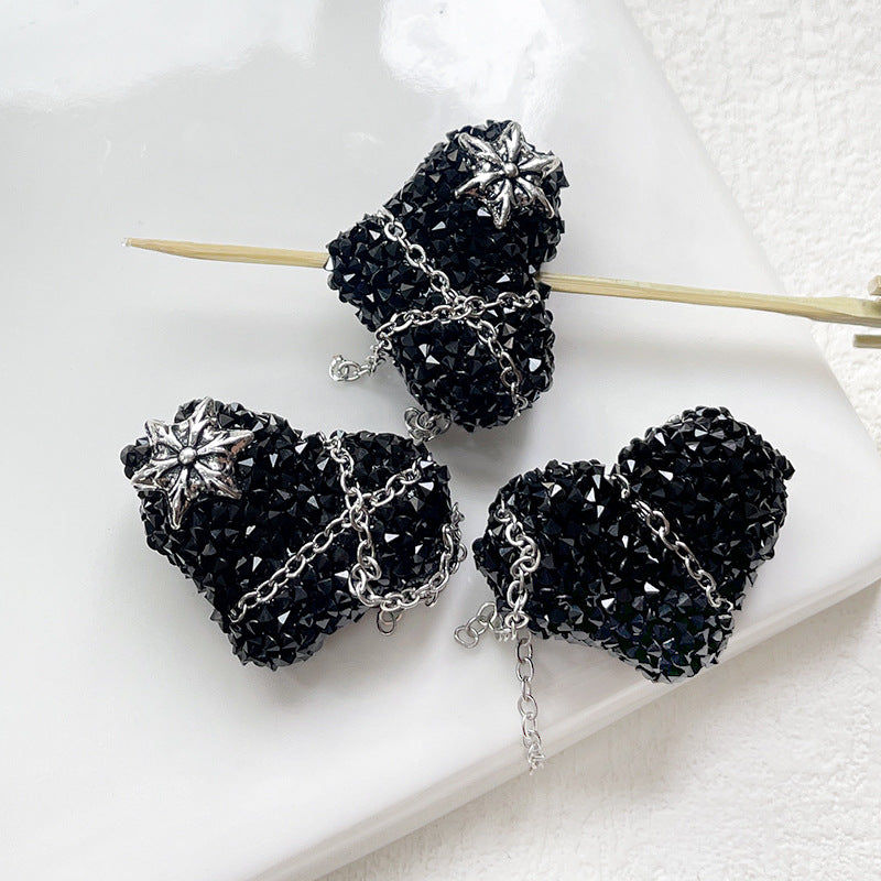 Wholesale 10pcs Colorful Gothic Punk Full Diamond Love Acrylic Beads