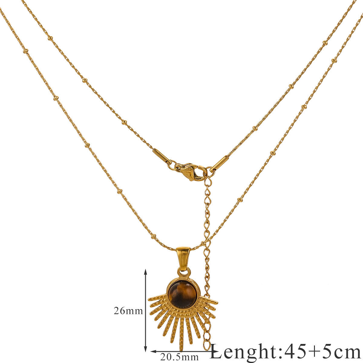 Wholesale Titanium Steel Tiger Eye Stone Pendant Necklace Accessory