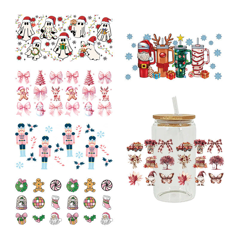 Wholesale Christmas Snowman Bell Series 16oz Cup UV DTF Wraps