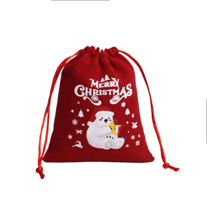 Wholesale Christmas Gift Bag Set Custom Drawstring  Velvet Bag