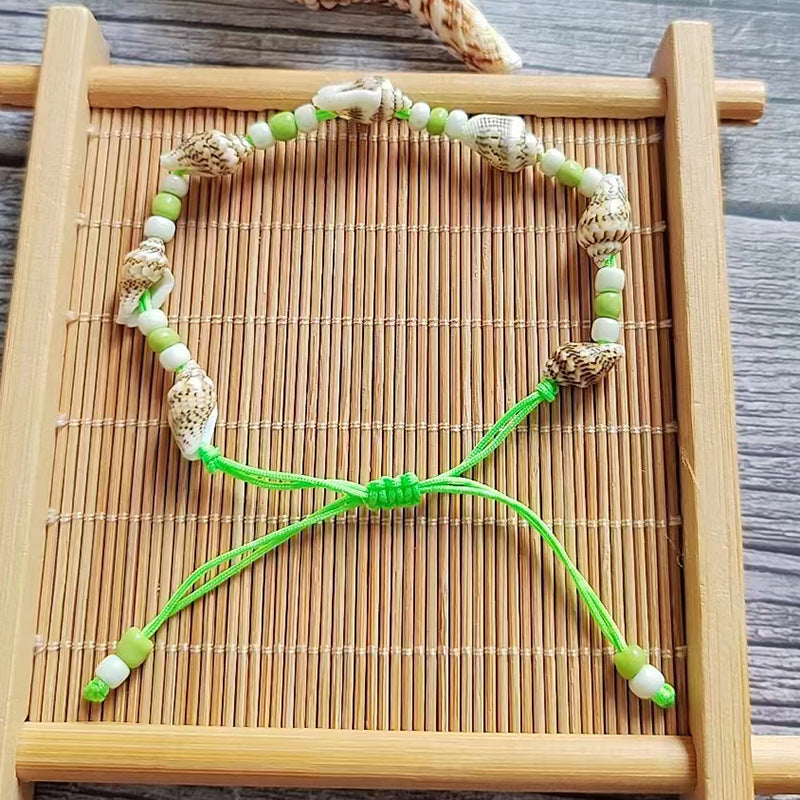 Wholesale Rice Bead Natural Shell Conch Handmade Woven Bracelet