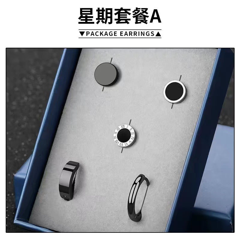 Wholesale Minimalist Titanium Steel Individual Personalized Set Trendy Earrings