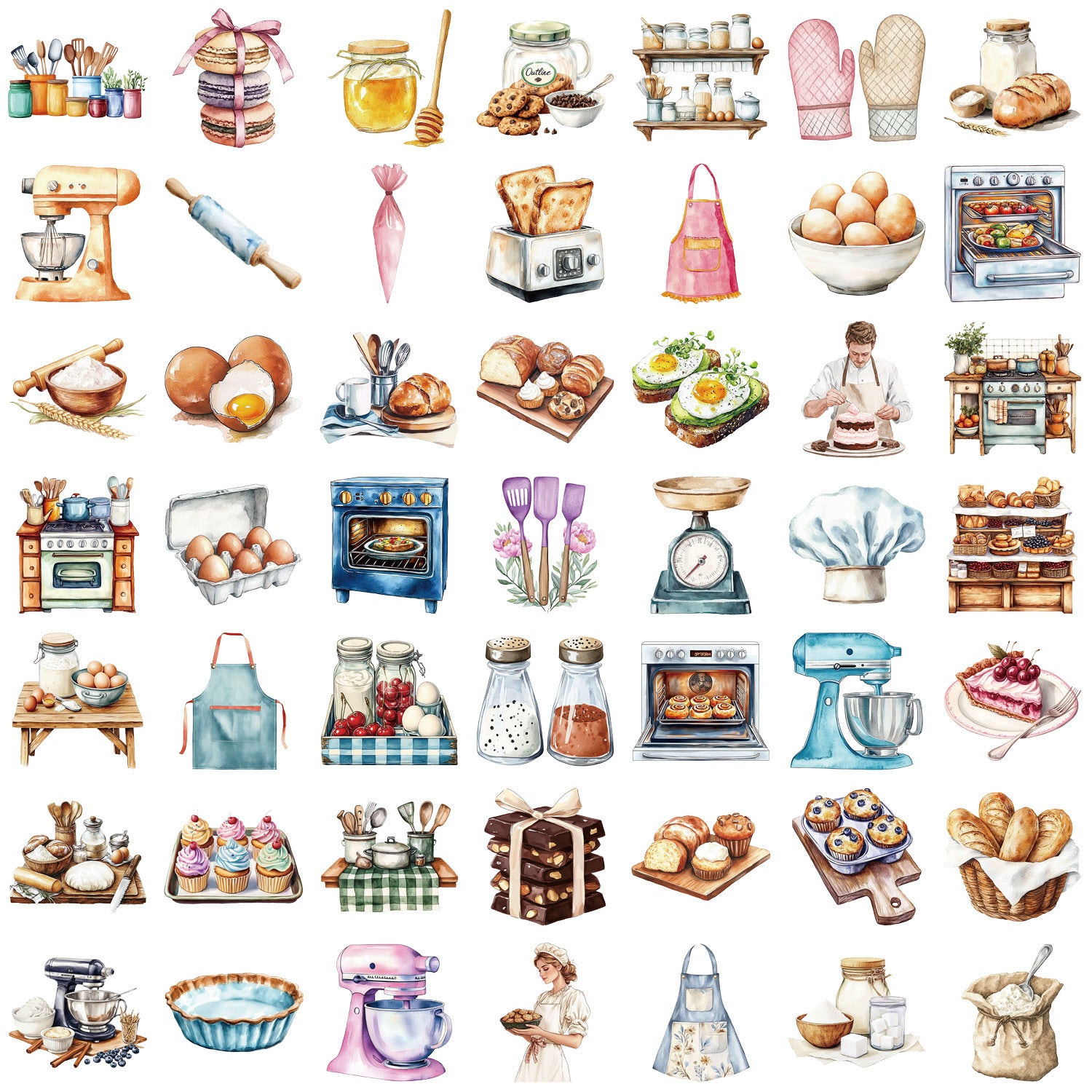 Wholesale 50pcs Transparent Bread Kitchen Baking Waterproof Vinyl Stickers