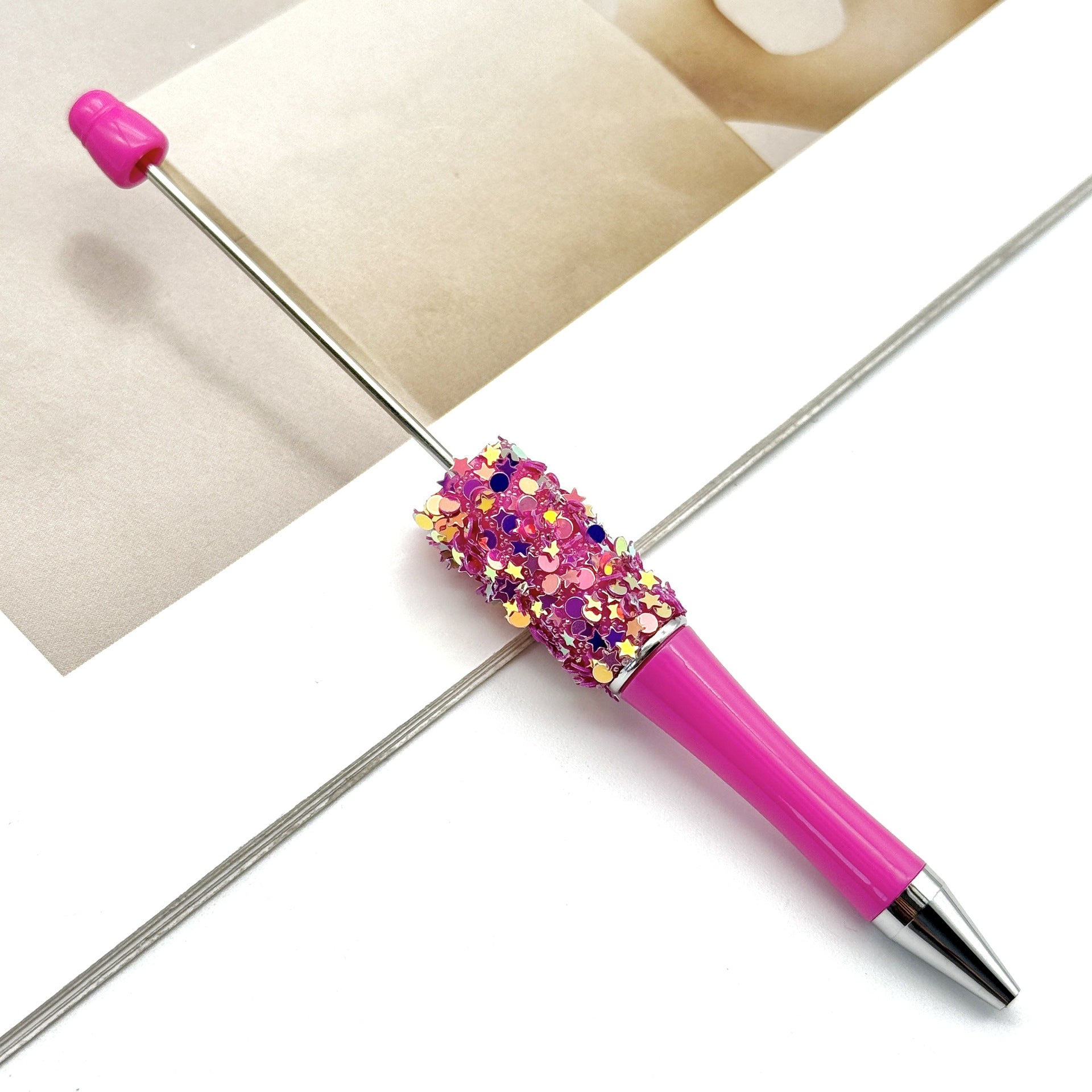 Wholesale DIY Small Star Beaded Pen Shining Sequins Star Ballpoint Pen Handmade Patch Cute Beaded Ballpoint Pen in stock