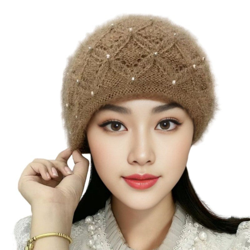 Wholesale Autumn and Winter Thick Mesh Plush Knitted Pile Hat