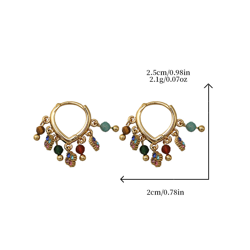 Wholesale Amber flowing light ethnic style natural stone long earrings