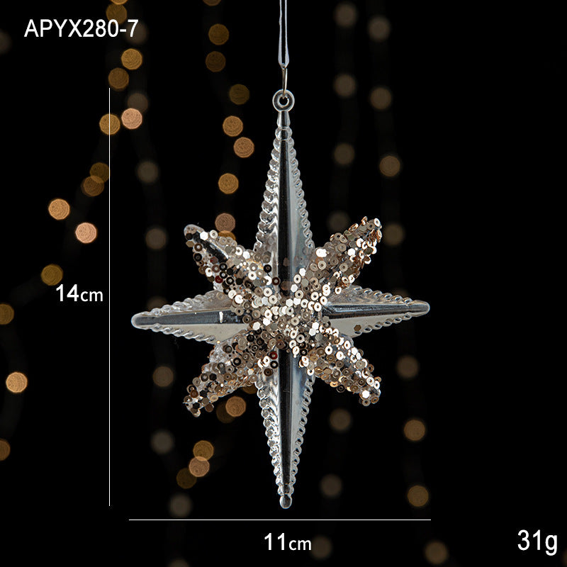 Wholesale Christmas Sequin Acrylic Transparent Snowflake Pendant Ornament