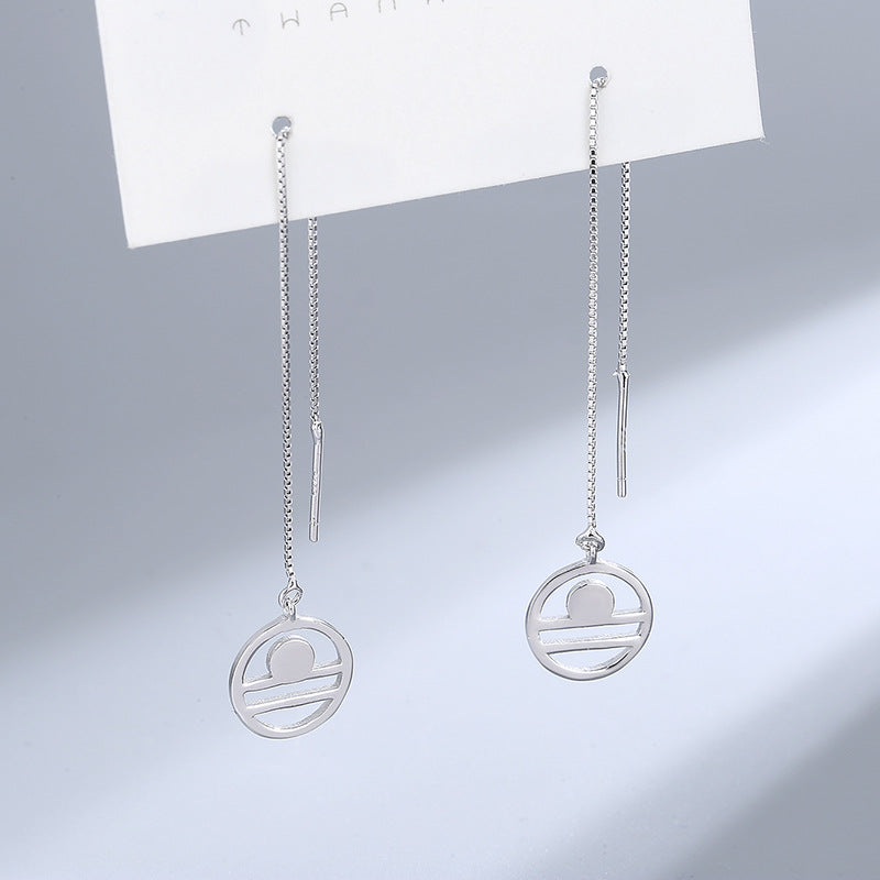 Wholesale S925 Sterling Silver Long Ear Line Twelve Constellation Valentine's Day Gift Tassel Earrings 925 Spring Earrings