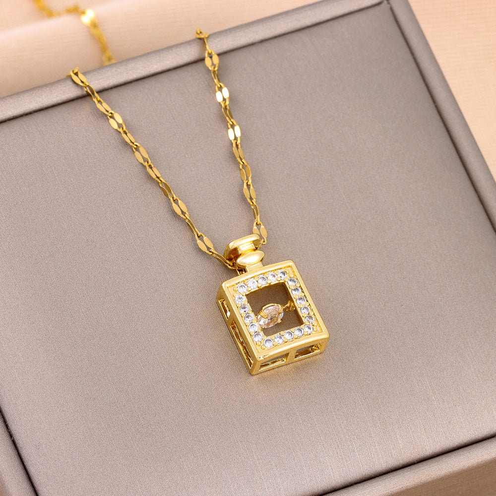 Wholesale Perfume Bottle Collarbone Stainless Steel Necklace