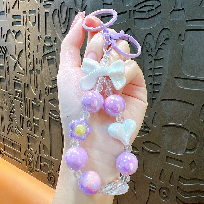 Wholesale Creative Acrylic Delicate and Cute Colorful Beaded Keychain