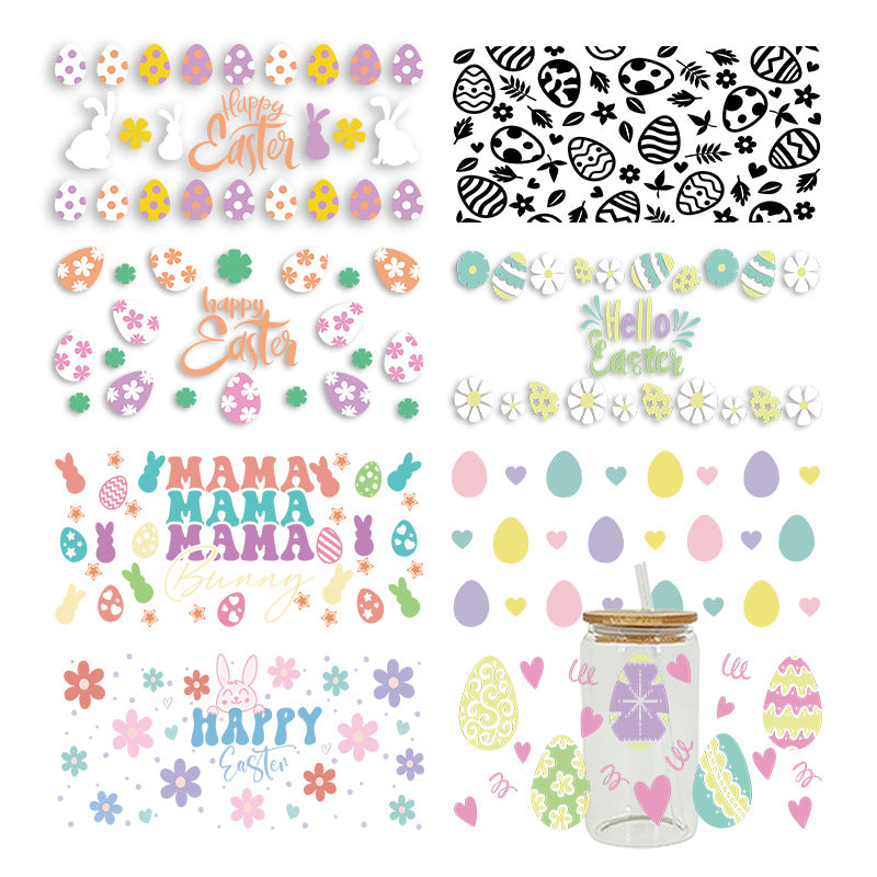 Wholesale Cute Cartoon Egg Easter 16oz Cup UV DTF Wraps