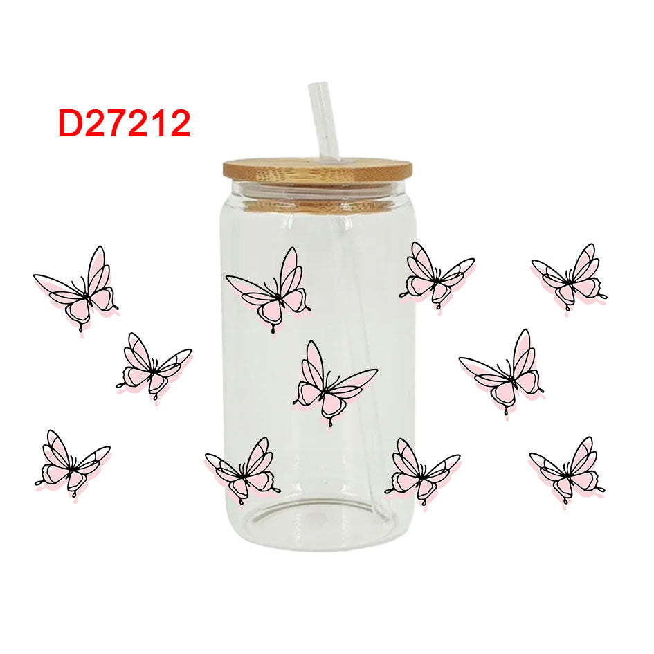 Wholesale Colorful Dancing Butterfly 16oz Cup UV DTF Wraps