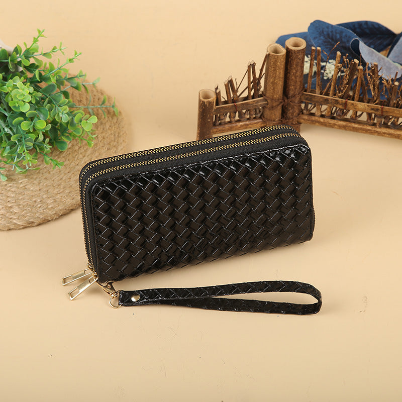 Wholesale Simple Woven Zipper Long Wallet for Women