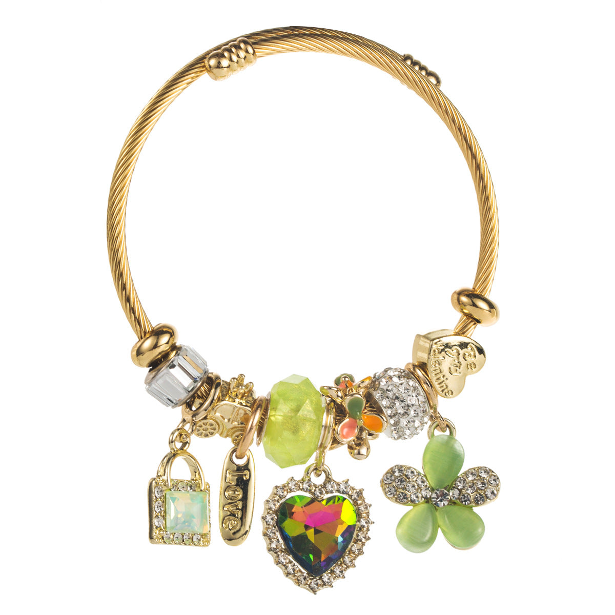 Wholesale Sweet Lock Heart Love Flower Adjustable Bracelet