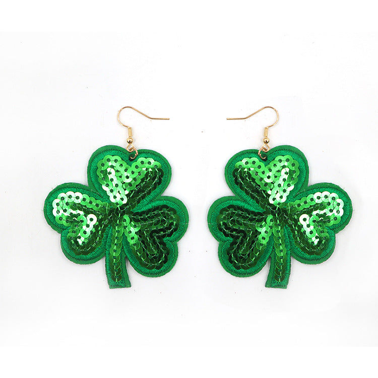 Wholesale Carnival Sequin Gold Purple Green Feather Accessories Earrings