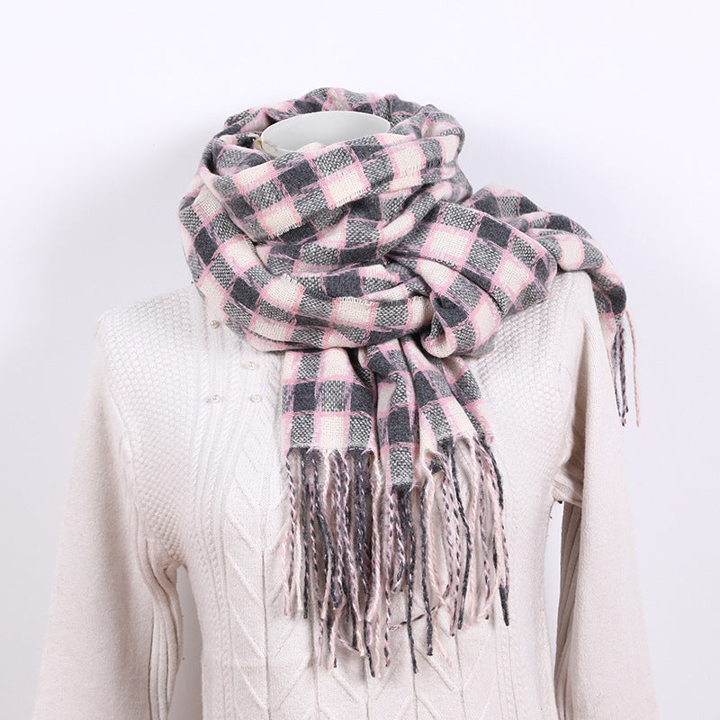 Wholesale Long Imitation Cashmere Small Plaid Scarf