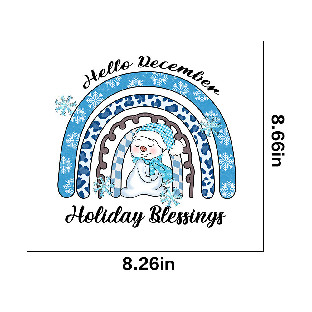 Wholesale 10pcs/pack Winter snowflake white ink heat transfer sticker for clothing  UV DTF ready-to-use transfer stickers