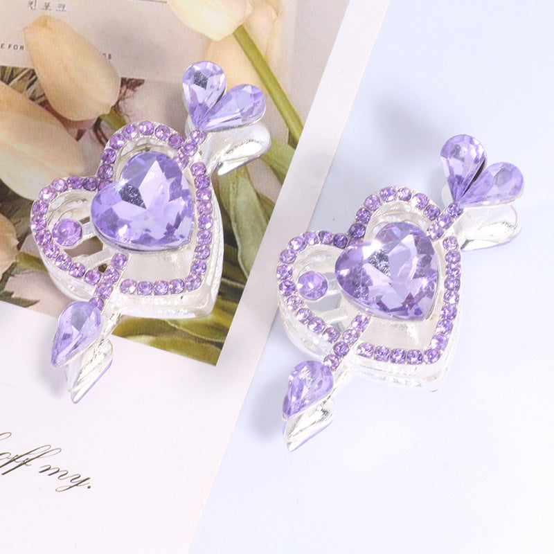 Wholesale  2PCS/Pack Double-sided alloy rhinestones one arrow through the heart love diamond ball straight hole beads DIY mobile phone chain keychain necklace accessories