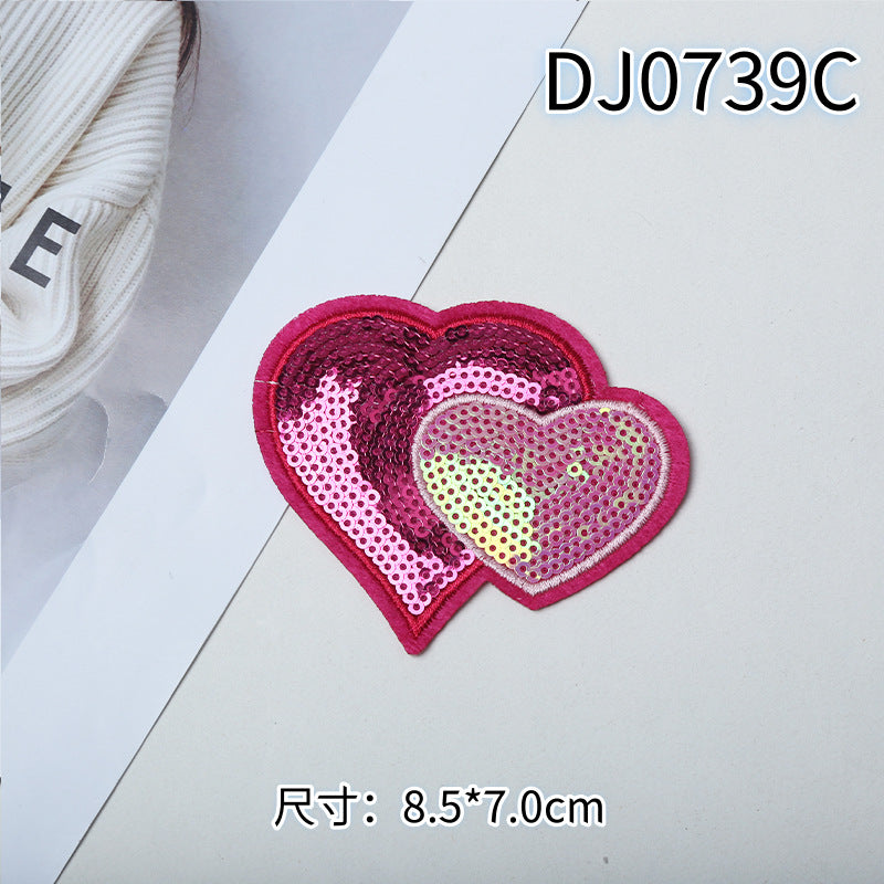 Wholesale 10pcs Multi colored love sequins cartoon embroidery DIY Patches