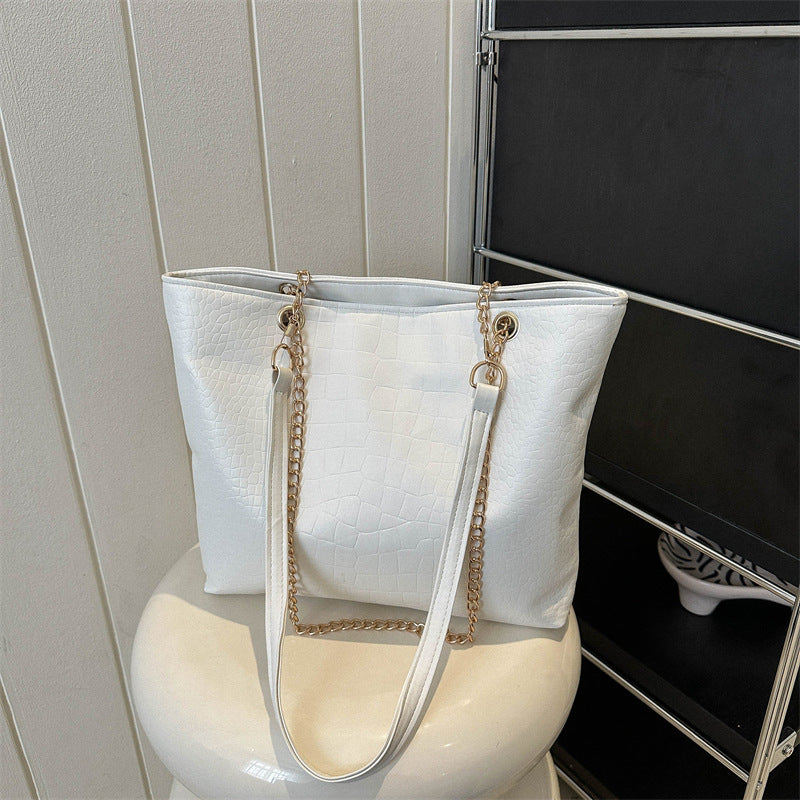 Wholesale PU Simple Solid Color Soft Leather Tote Bag