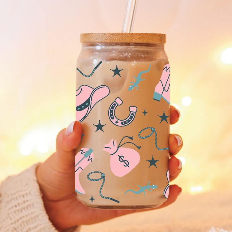 Wholesale Western style hat boots  16oz Cup UV DTF Wraps