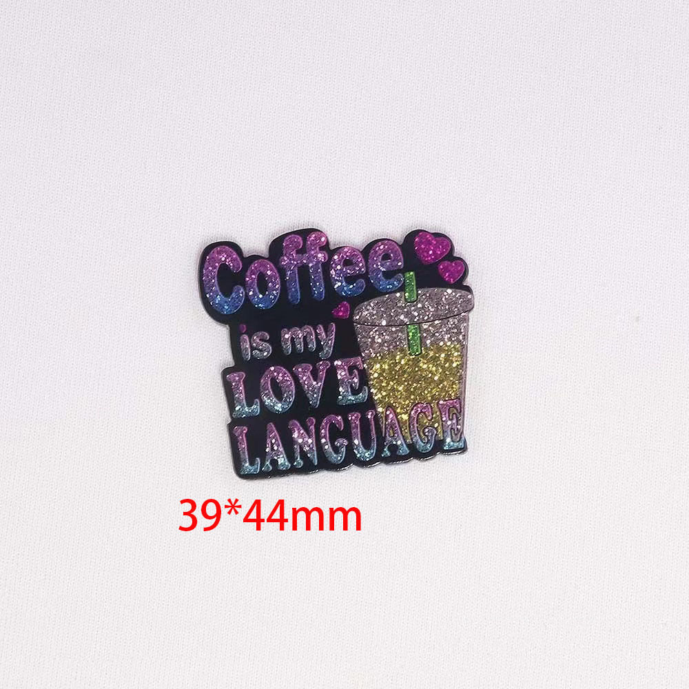 Wholesale 10pcs Cartoon Letters Beverage Heart Bag Accessories Acrylic Pin DIY Patch Accessories OLY Exclusive
