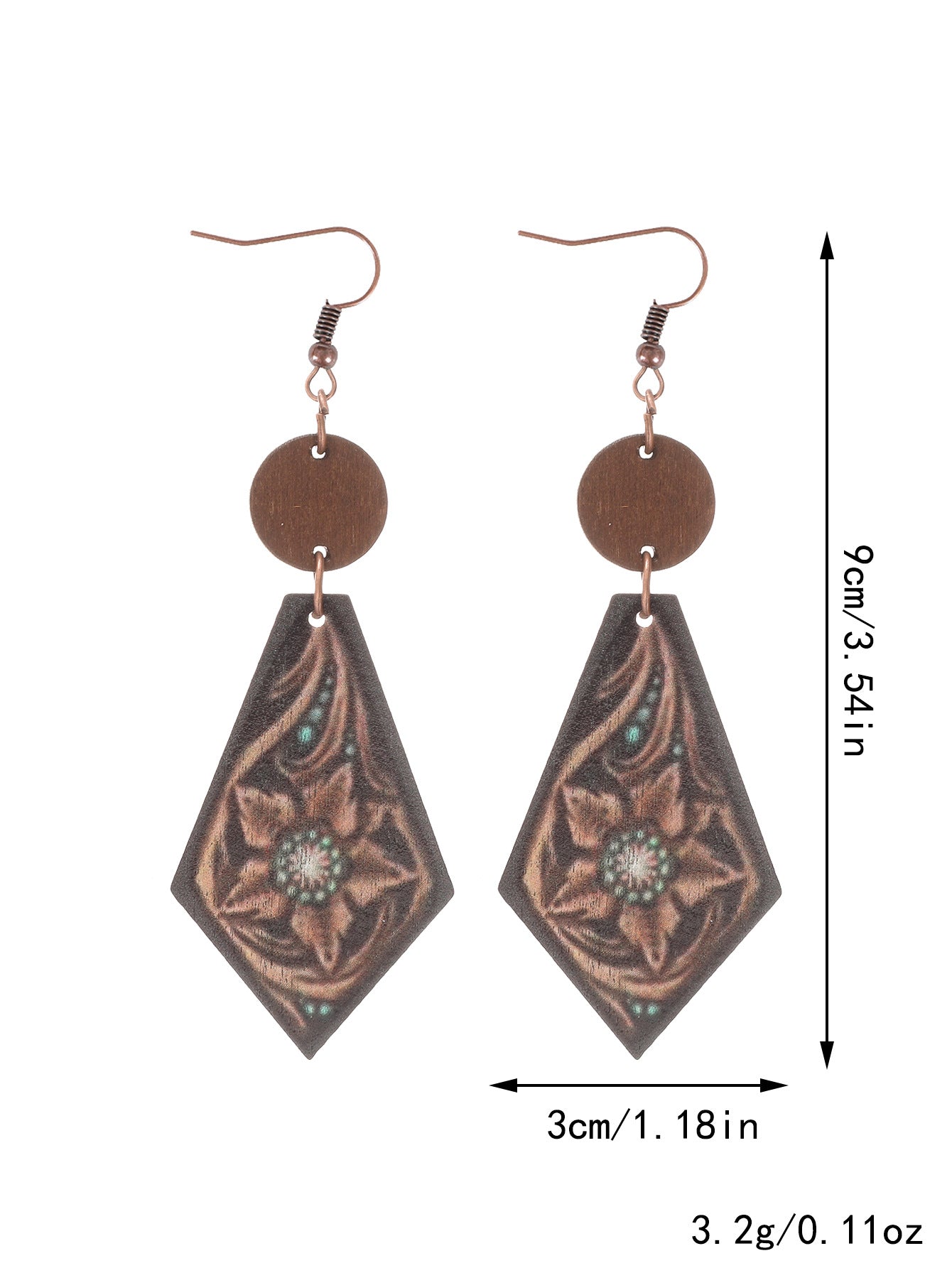 Wholesale Western Style Wooden Bull Head Flower Pattern Earrings