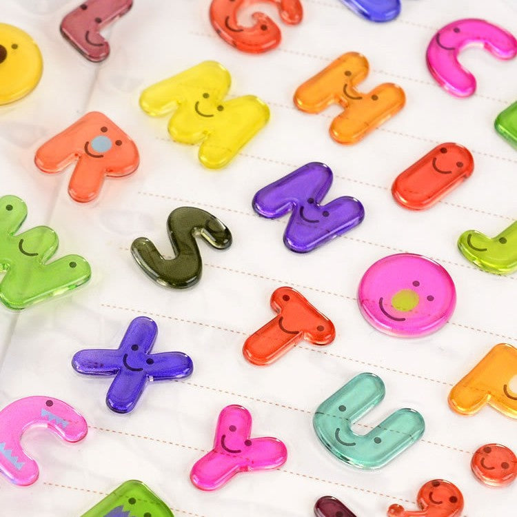 Wholesale Colored transparent candy numerical symbols letters 3D stickers