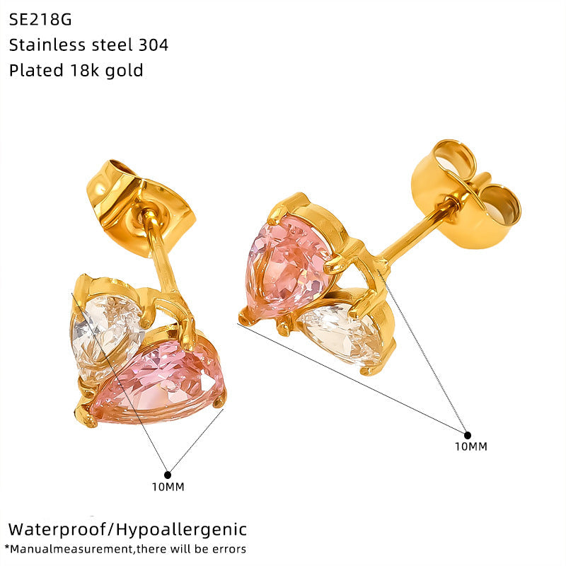 Wholesale niche inlaid zircon Stainless Steel Earrings