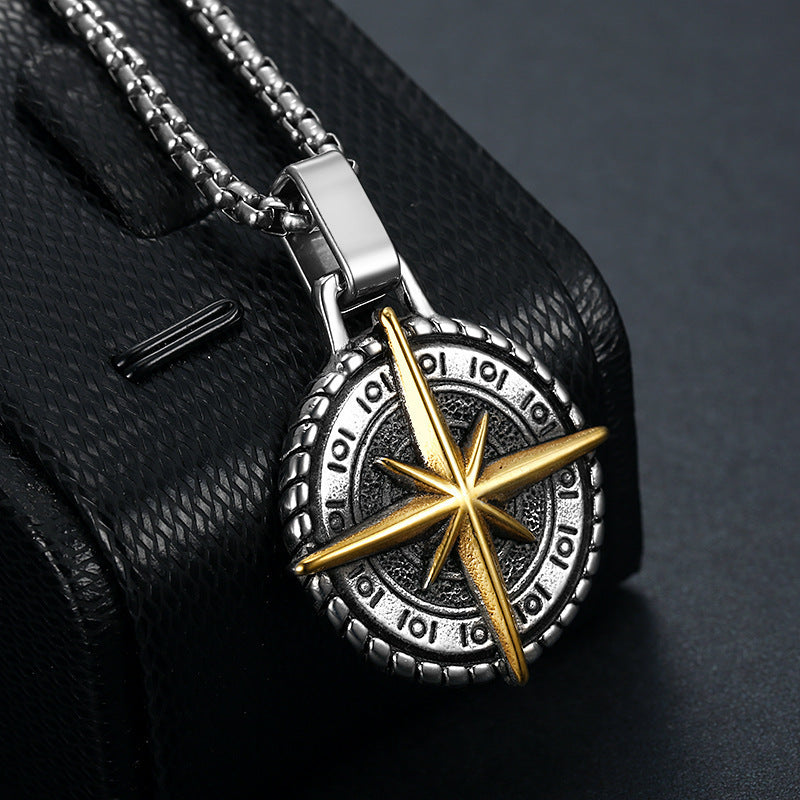 Wholesale Vintage Compass Stainless Steel Necklace