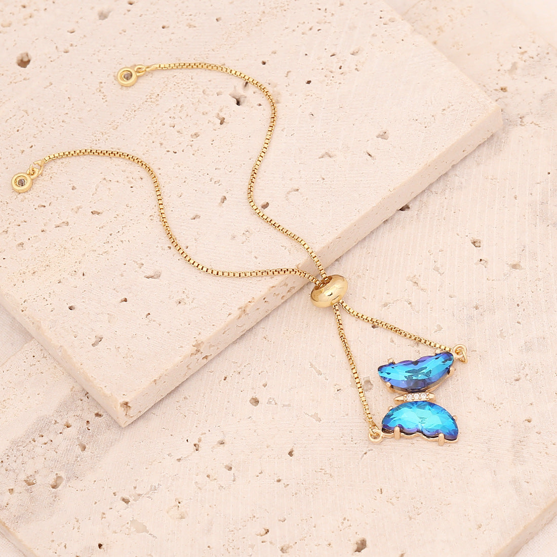 Wholesale Multicolor Zircon Butterfly Copper Bracelet