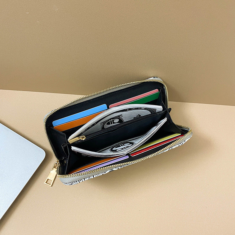 Wholesale Leaf Line Pattern Vintage Long Wallet