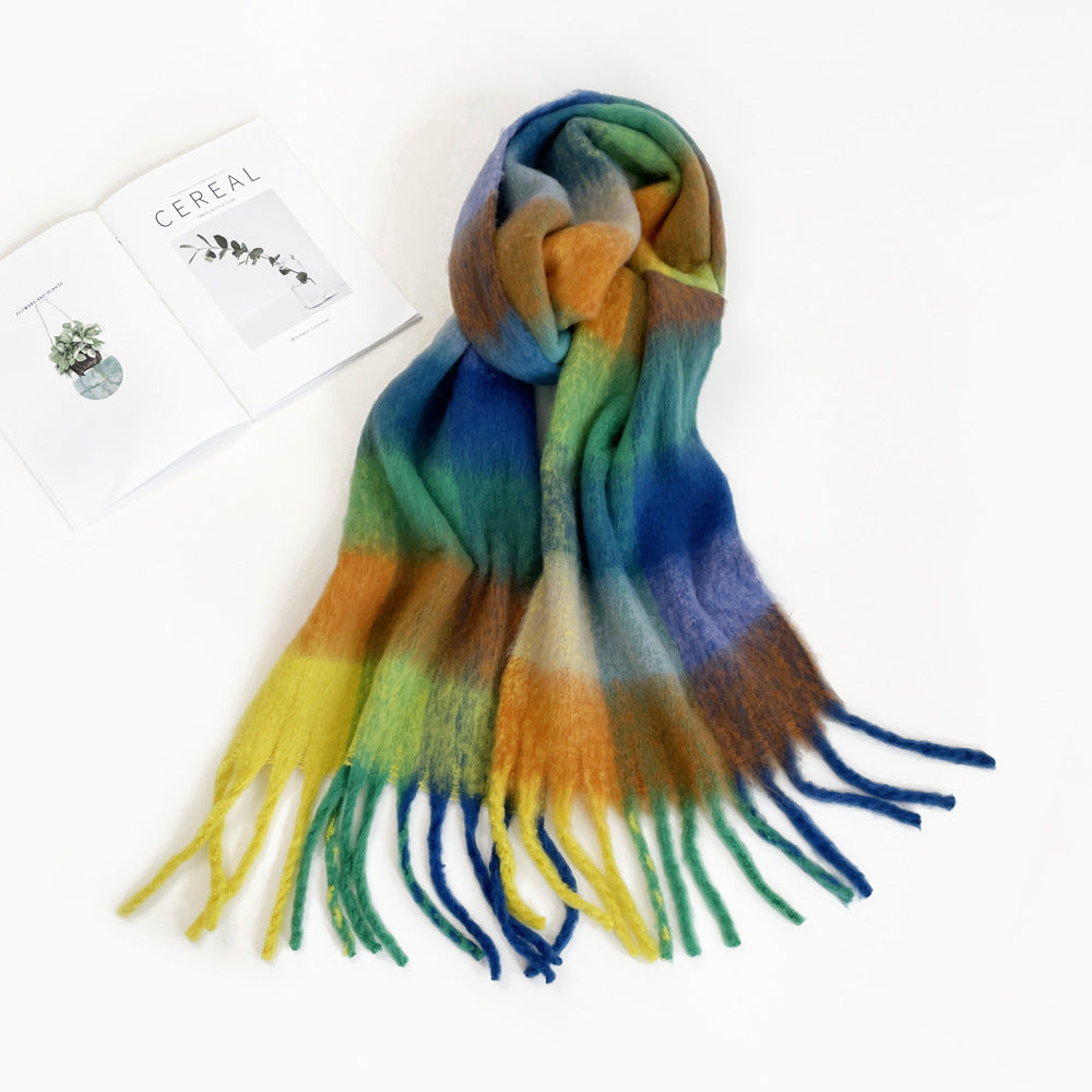 Wholesale Colorful Plaid Winter Warm Seahorse Hair Scarf