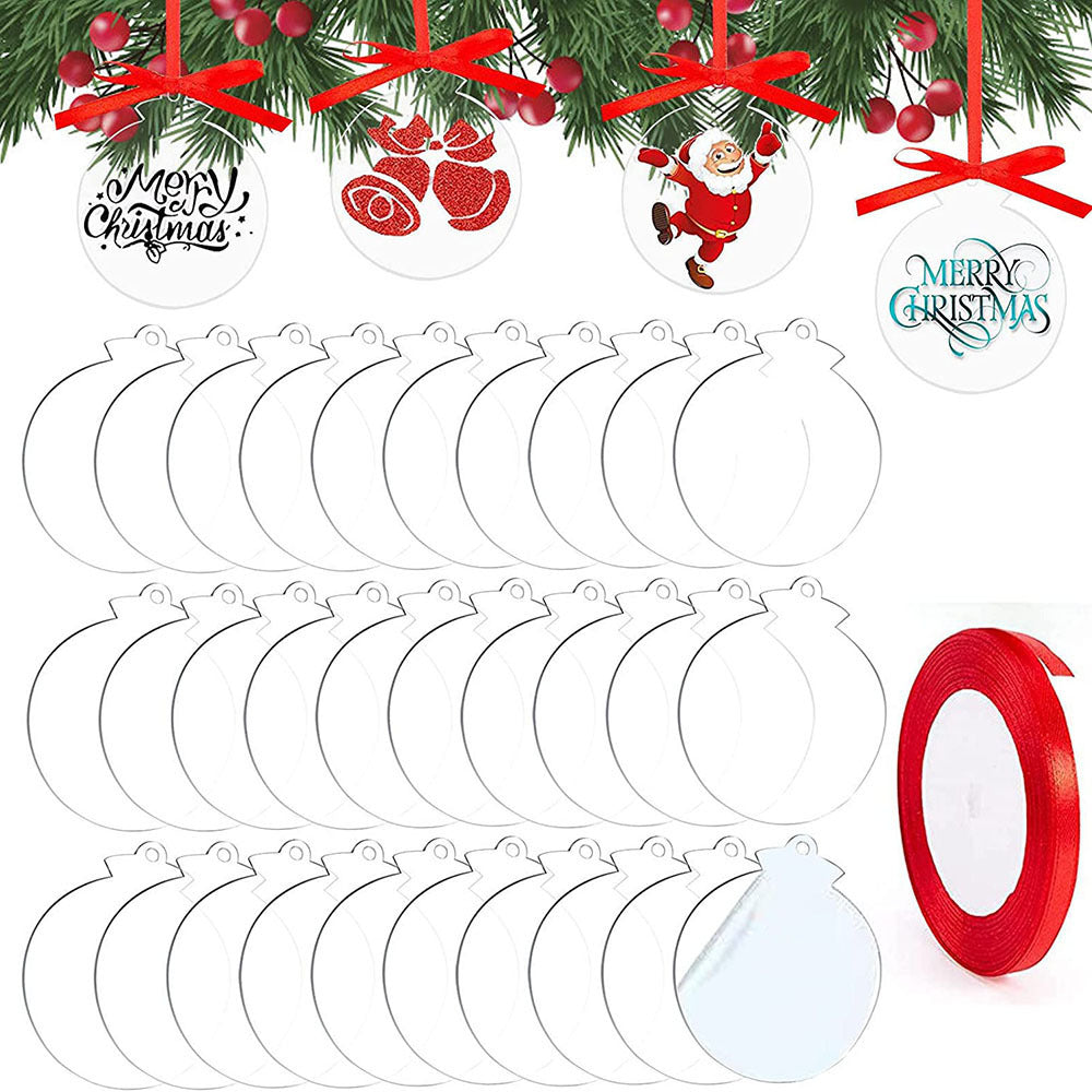 Wholesale 2pcs Christmas Clear Acrylic Round Blank Listing DIY Decorative Blank Disc