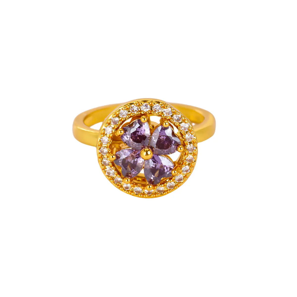 Wholesale simple rotatable sunflower decompression Open Ring