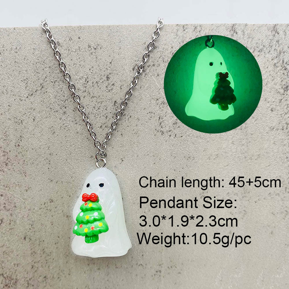 Wholesale Christmas 3D Stereoscopic Luminous Ghost Christmas Tree Santa Claus Pendant
