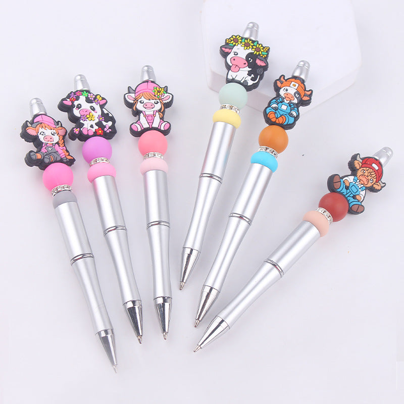 Wholesale Beaded Pens Cow Silicone Beads Plastic Multifunctional Ballpoint Pen