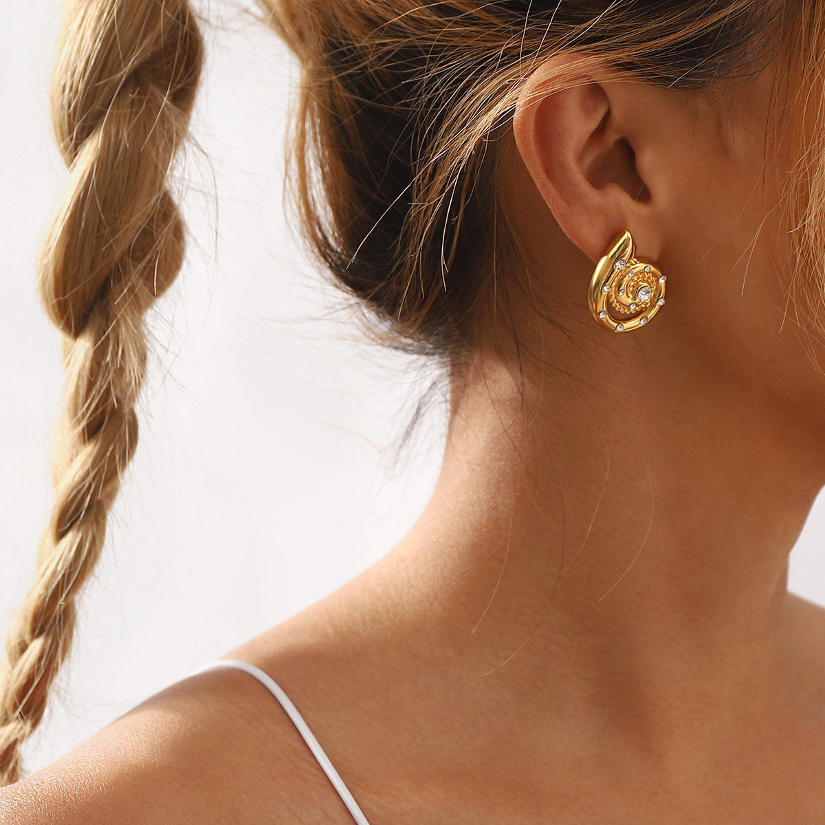 Wholesale Fashion Retro Casual Conch Diamond Earrings