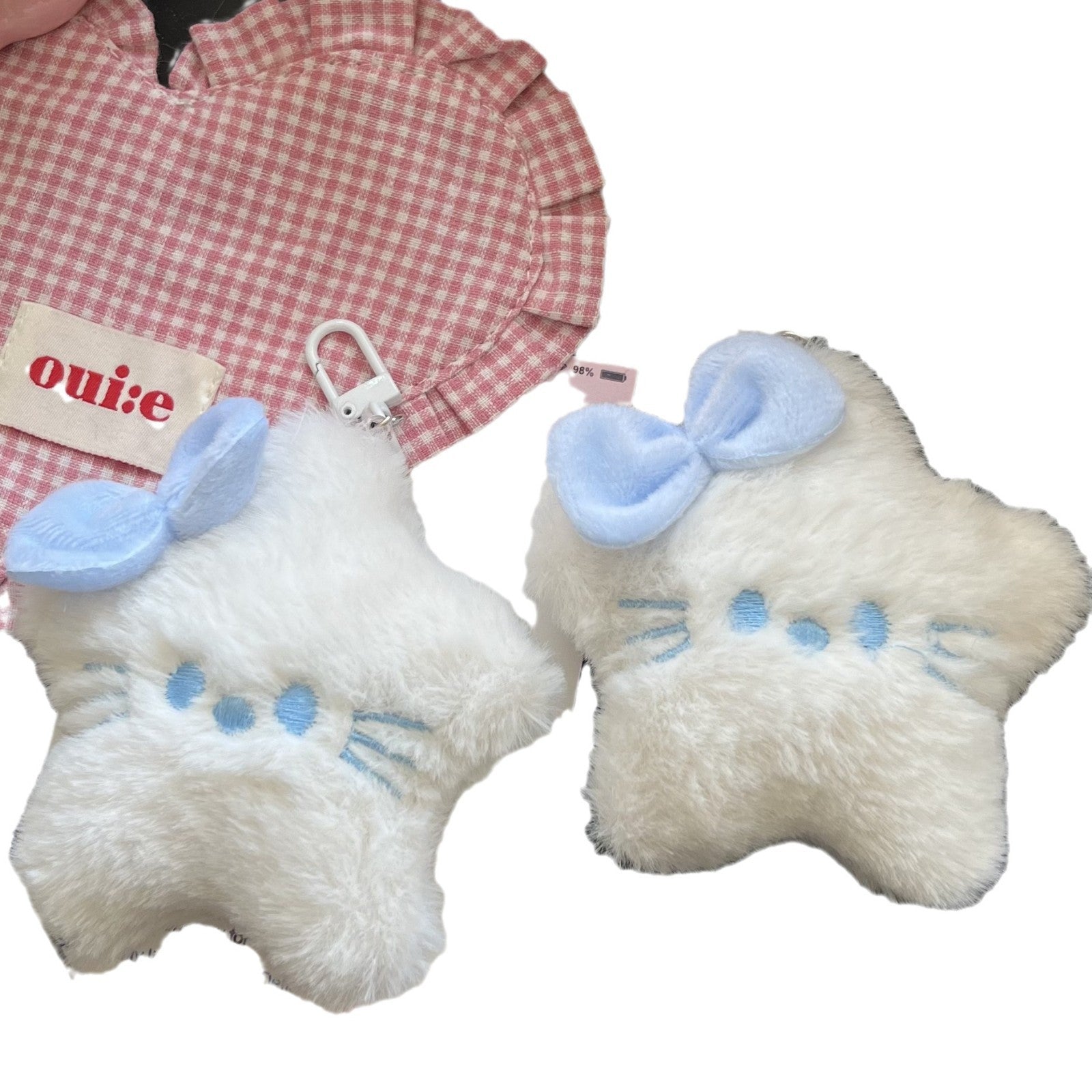 Wholesale Cute Large Plush Cat Five-pointed Star Keychain Milk Hoo All-match Schoolbag Pendant