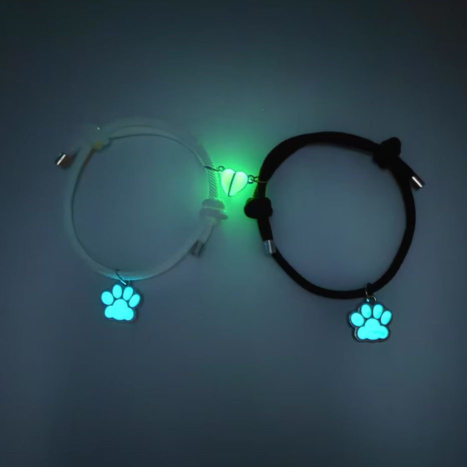 Wholesale  Luminous Cat Paw Dog Paw Love Magnet Bracelet