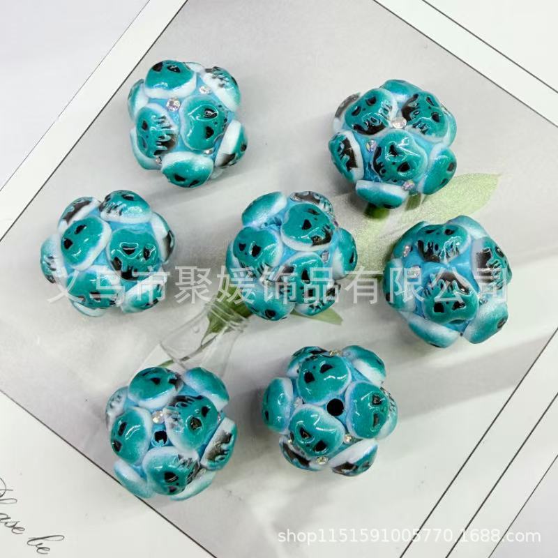 Wholesale 20pcs  Ghost Head Wearable Straight Hole 3D Focal Beads